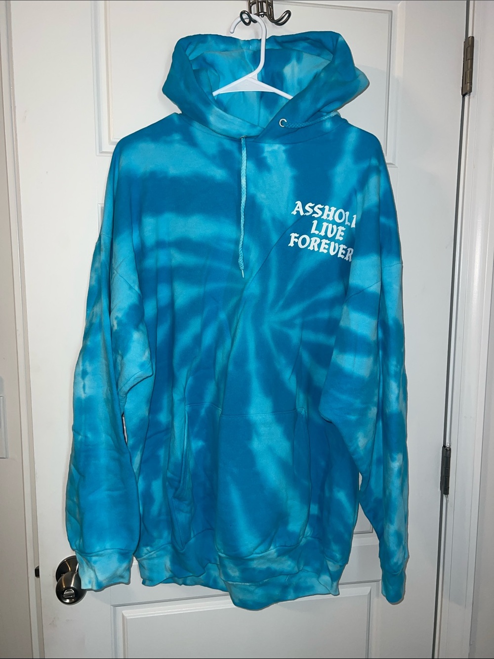 Tie-Dye Blue Graphic Hoodie - Assh0l1 Live Forever